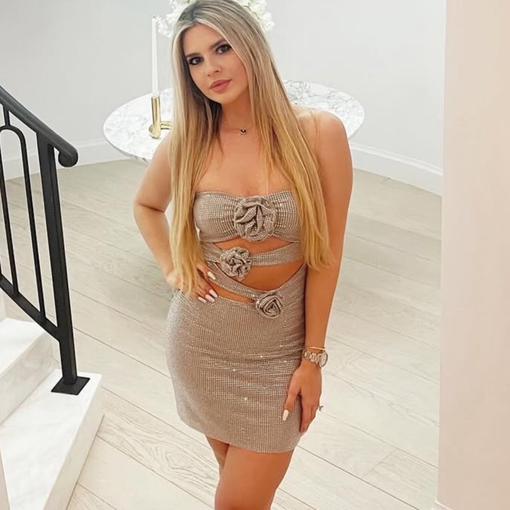 Meshki Glittering Silver Mini Dress